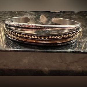 Grace & Heart artisan  sterling and brass cuff